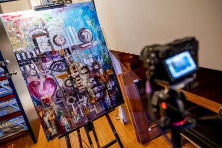 Photo by Dahlia Katz Moses Salihou's finished piece of art
